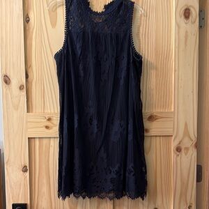 Elegant Navy Lace Dress